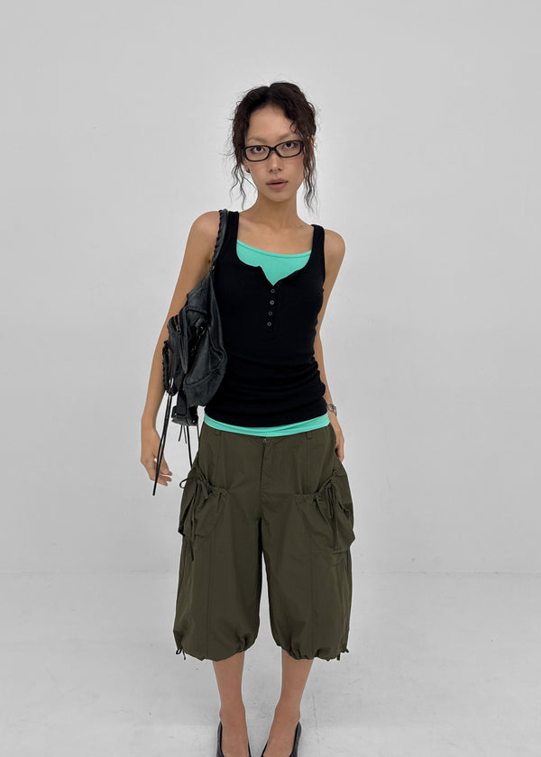 [MADE] Kirishi Summer Waffle Button Sleeveless Top