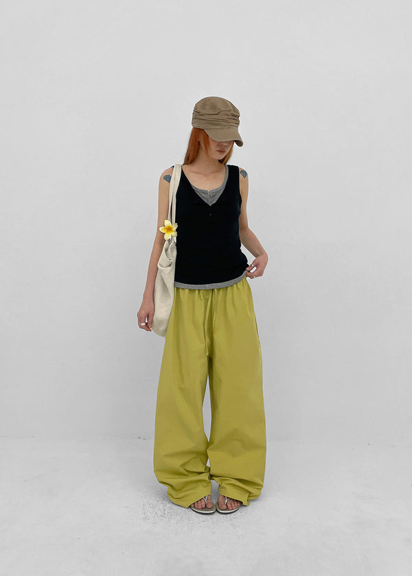 Parlen Slim-waisted Wide Cotton Pants