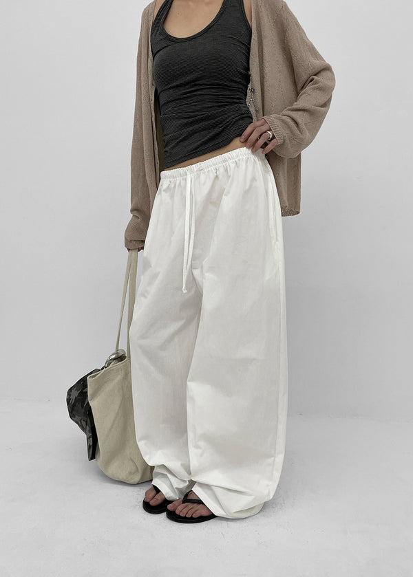 Parlen Slim-waisted Wide Cotton Pants