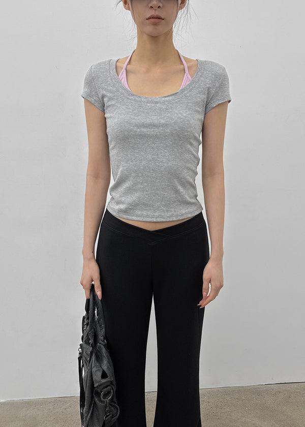Ironi Halter Layered Cap Sleeve Short Sleeve Tee