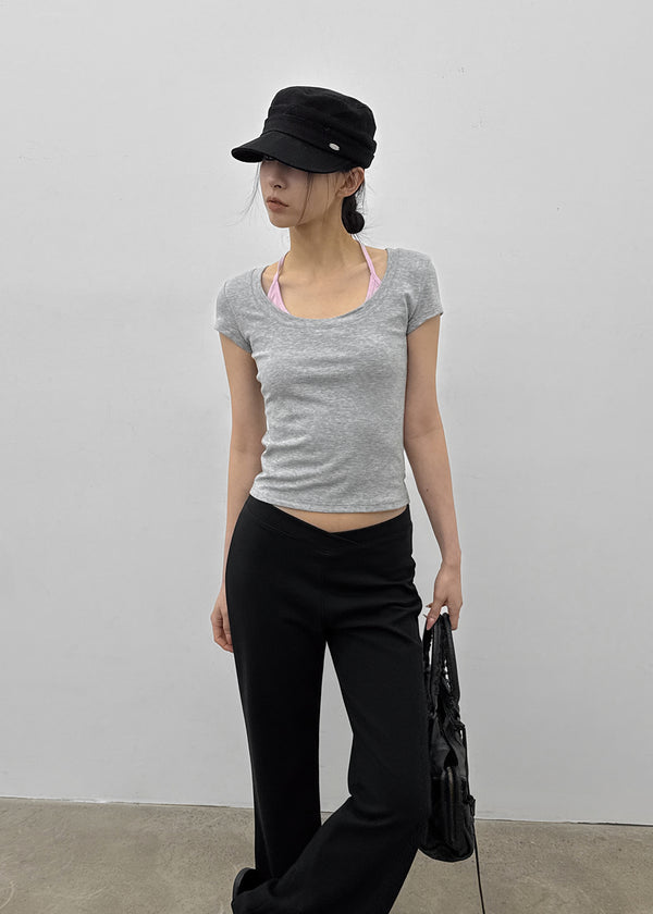 Ironi Halter Layered Cap Sleeve Short Sleeve Tee
