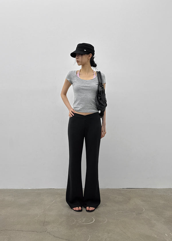 Ironi Halter Layered Cap Sleeve Short Sleeve Tee