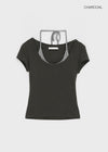 Ironi Halter Layered Cap Sleeve Short Sleeve Tee