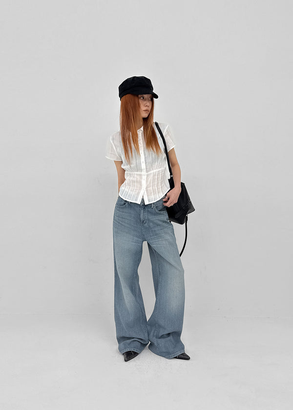 [MADE] Modiel Pleated Short-Sleeve Shirt