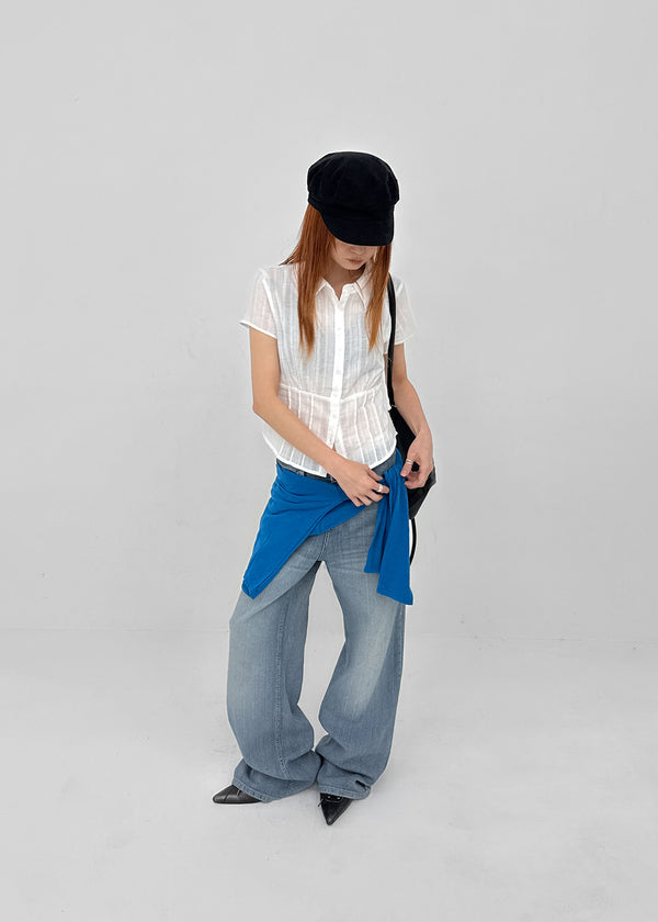 [MADE] Modiel Pleated Short-Sleeve Shirt