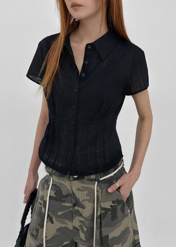 [MADE] Modiel Pleated Short-Sleeve Shirt