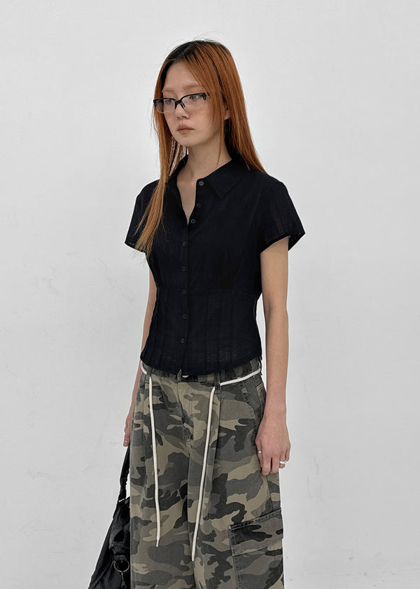 [MADE] Modiel Pleated Short-Sleeve Shirt
