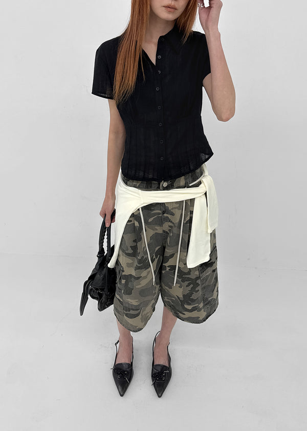 [MADE] Modiel Pleated Short-Sleeve Shirt