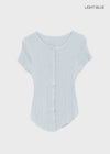 Clven Ribbed Button Short-sleeve Knit Cardigan