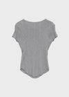 Clven Ribbed Button Short-sleeve Knit Cardigan