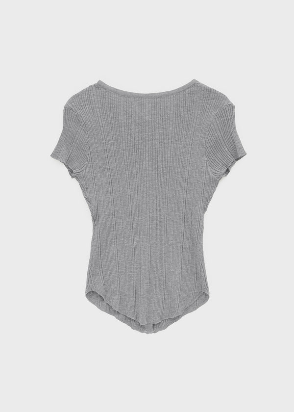 Clven Ribbed Button Short-sleeve Knit Cardigan