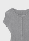Clven Ribbed Button Short-sleeve Knit Cardigan