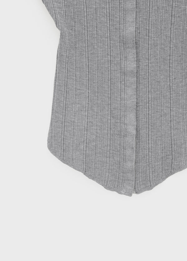 Clven Ribbed Button Short-sleeve Knit Cardigan