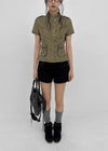 Hanu Semi-low Waist Riveted Cotton Shorts