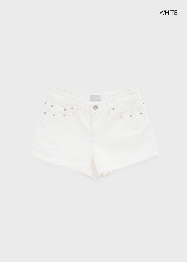 Hanu Semi-low Waist Riveted Cotton Shorts