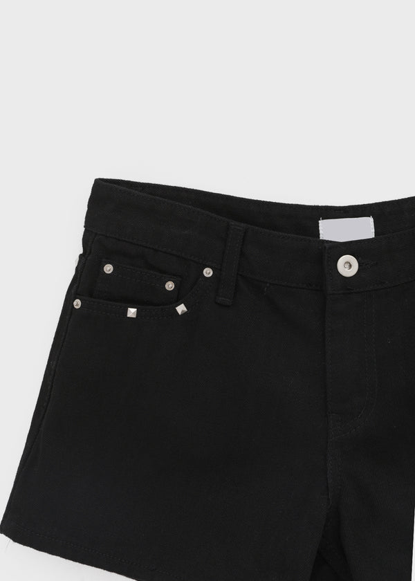 Hanu Semi-low Waist Riveted Cotton Shorts
