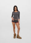 [B-BASIC] Tension Standard Henley Neck 3/4 Sleeve T-shirt (2size)