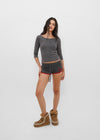 [B-BASIC] Tension Standard Henley Neck 3/4 Sleeve T-shirt (2size)