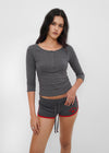 [B-BASIC] Tension Standard Henley Neck 3/4 Sleeve T-shirt (2size)