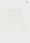 Mocob Henley Neck Loose Fit Waffle Long Sleeve Tee