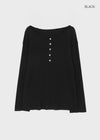 Mocob Henley Neck Loose Fit Waffle Long Sleeve Tee