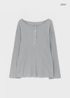 Mocob Henley Neck Loose Fit Waffle Long Sleeve Tee