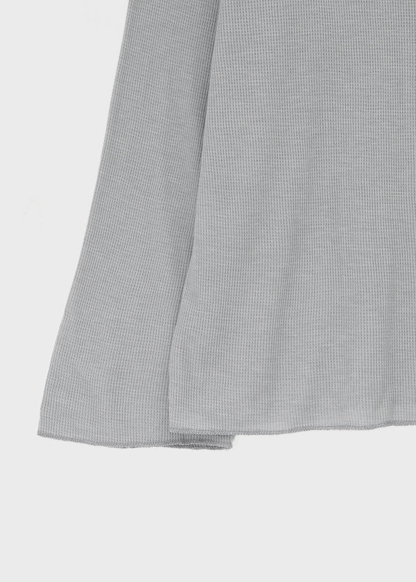 Mocob Henley Neck Loose Fit Waffle Long Sleeve Tee