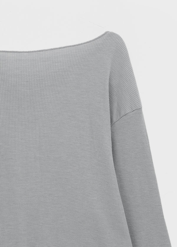 Mocob Henley Neck Loose Fit Waffle Long Sleeve Tee