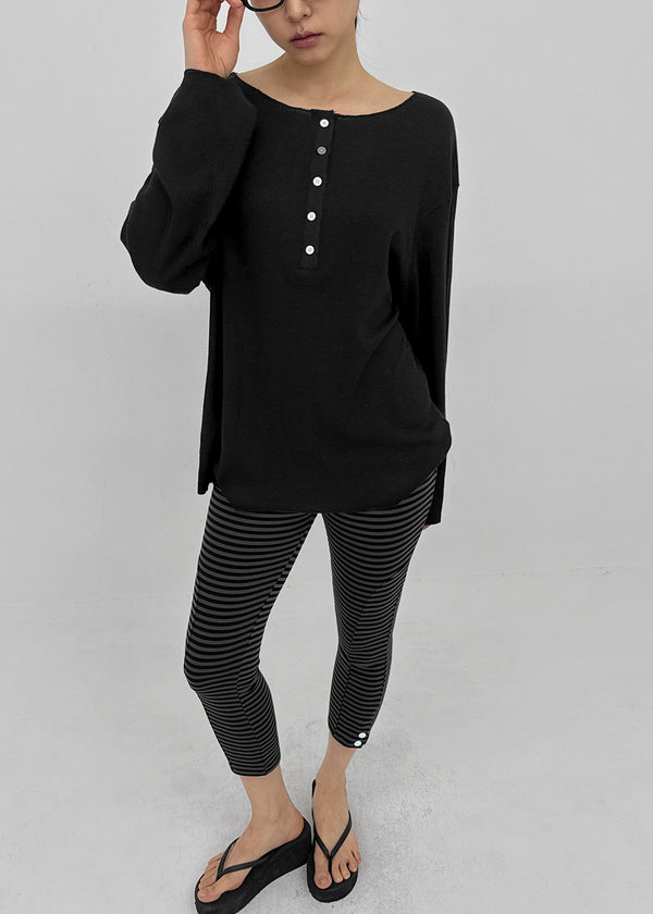 Cellom Stripe Button Capri Leggings