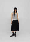Romsha Snap Button Pintuck Midi Skirt