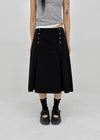 Romsha Snap Button Pintuck Midi Skirt