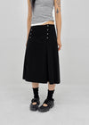Romsha Snap Button Pintuck Midi Skirt