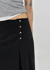 Romsha Snap Button Pintuck Midi Skirt