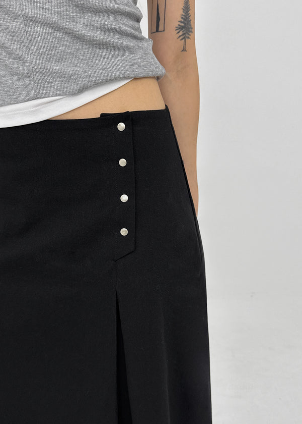 Romsha Snap Button Pintuck Midi Skirt