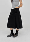 Romsha Snap Button Pintuck Midi Skirt