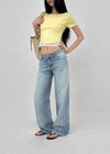 Ferrols Crop Color Off-shoulder Short Sleeve Tee
