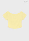 Ferrols Crop Color Off-shoulder Short Sleeve Tee