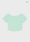 Ferrols Crop Color Off-shoulder Short Sleeve Tee
