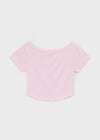 Ferrols Crop Color Off-shoulder Short Sleeve Tee