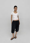 Colfer Deep V-neck Semi-crop Short Sleeve Tee