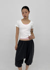 Colfer Deep V-neck Semi-crop Short Sleeve Tee