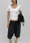 Colfer Deep V-neck Semi-crop Short Sleeve Tee