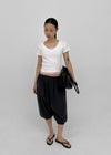 Colfer Deep V-neck Semi-crop Short Sleeve Tee
