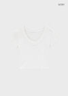 Colfer Deep V-neck Semi-crop Short Sleeve Tee