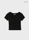 Colfer Deep V-neck Semi-crop Short Sleeve Tee