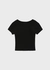Colfer Deep V-neck Semi-crop Short Sleeve Tee