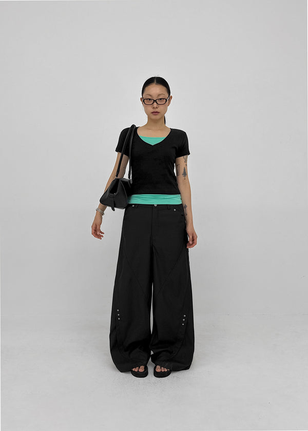 Watu Cut-out Studded Wide Slacks