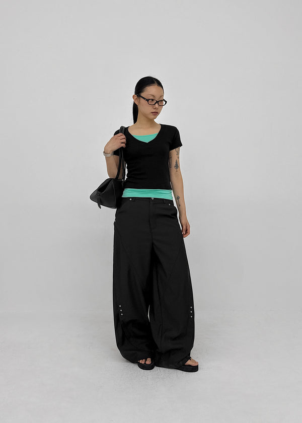 Watu Cut-out Studded Wide Slacks
