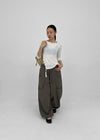 (UNISEX) Whittle Nylon Cut-out Wide Elastic Pants