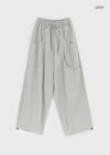 (UNISEX) Whittle Nylon Cut-out Wide Elastic Pants